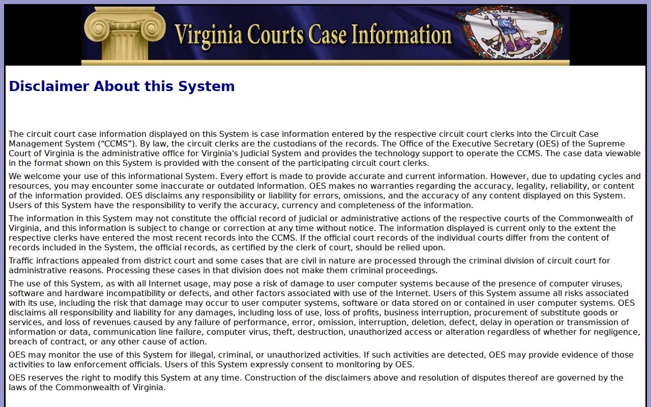 Wythe County municipal warrant public-access limits in the court index