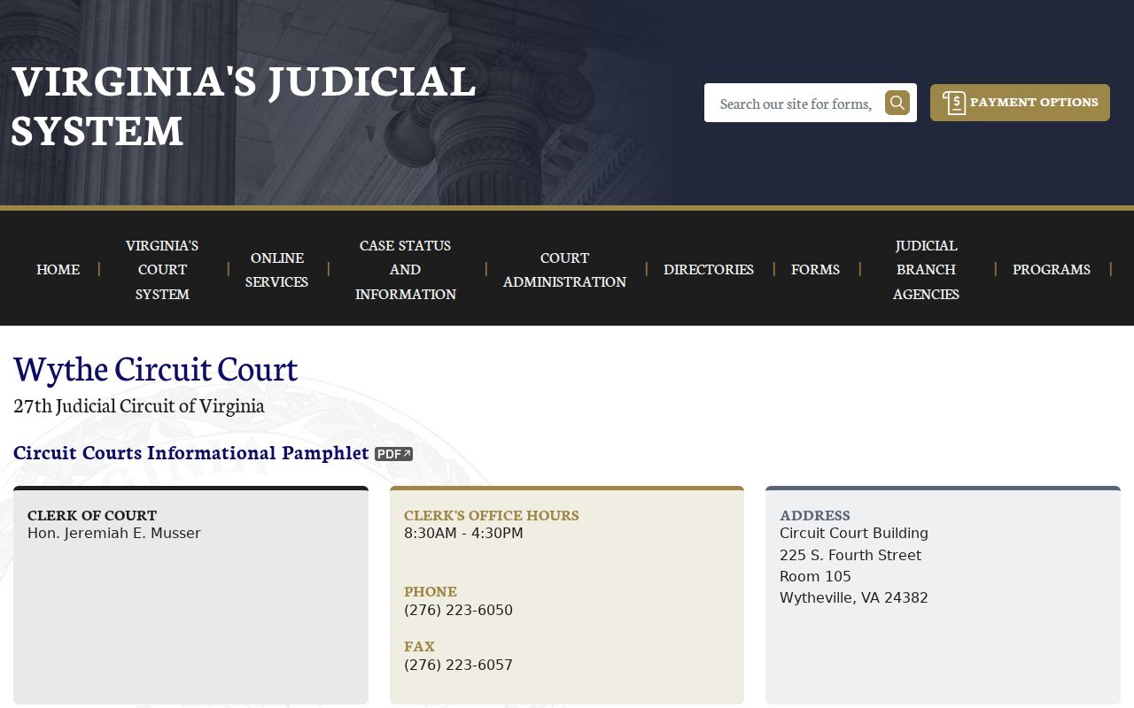 Wythe County Circuit Court building used for bench warrant case routing